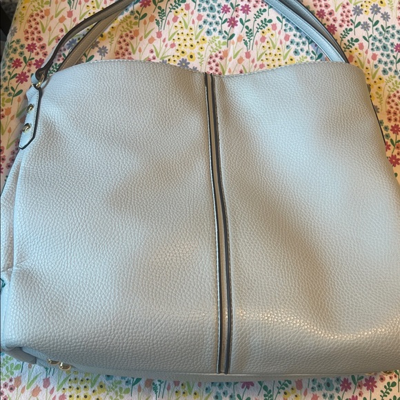 Anne Klein Light Blue Pebbled Shoulder Bag with Gold Accent - Picture 2 of 8